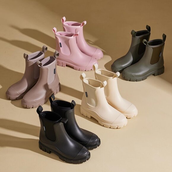 Women’s Waterproof Rubber Ankle Rain Boots Slip Resistant Garden Shoes - Picture 7 of 7